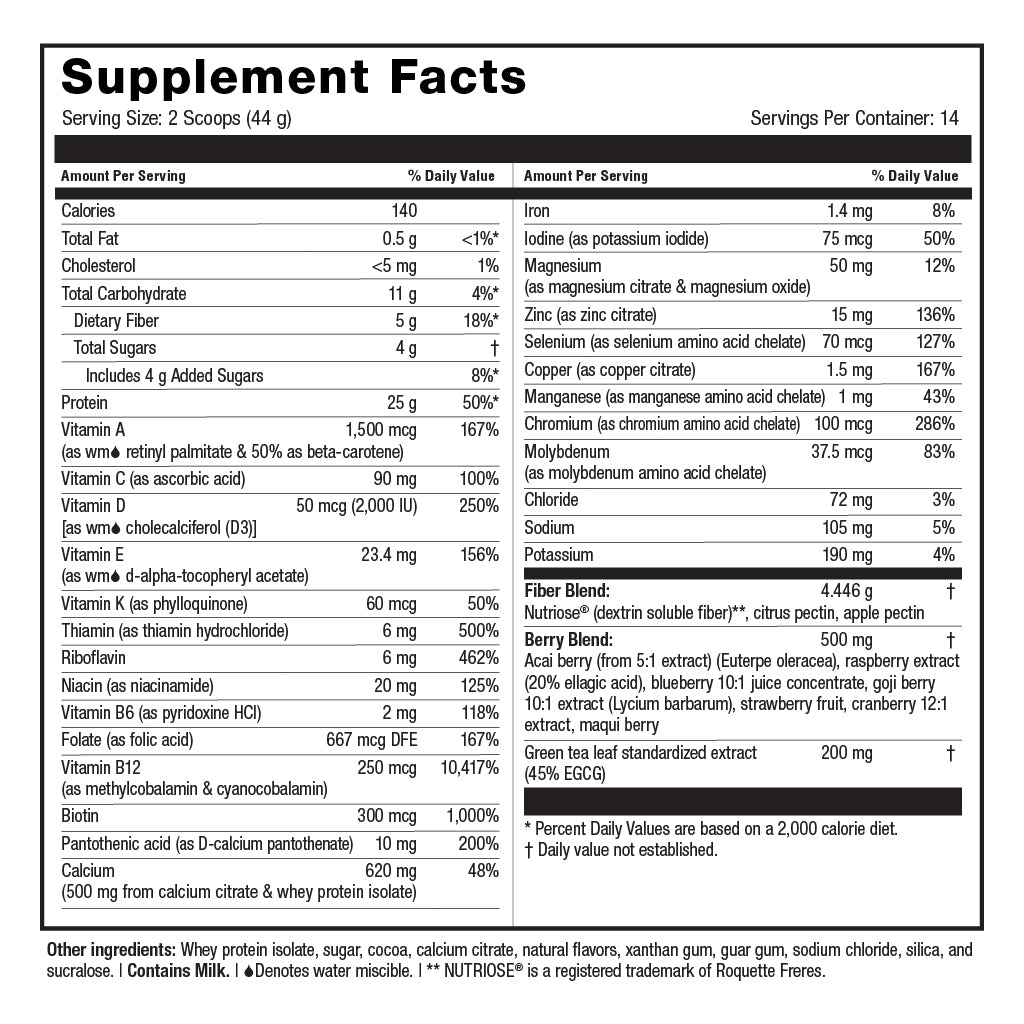 BARI-COMPLETE: MULTIVITAMIN, CALCIUM, FIBER, & PROTEIN FUSION CHOCOLATE MILK