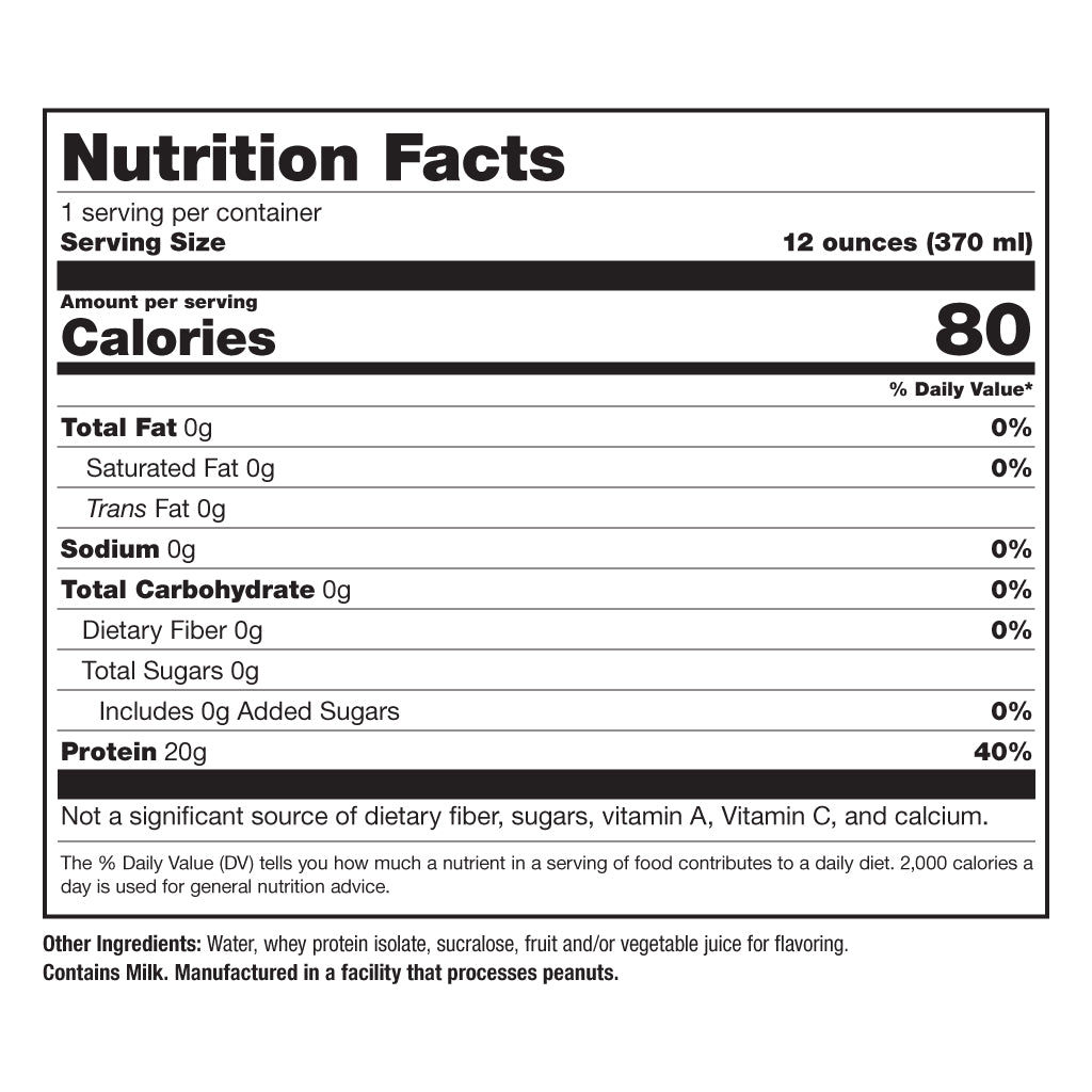 Picture of supplement facts Dr. Smiths Protein Water Lemon Twist